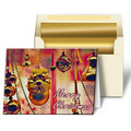Lenticular Greeting Card with 3D Red Christmas Holiday Ornaments